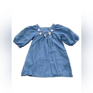 Zara Size 4-5 Floral Lightweight Chambray Dress